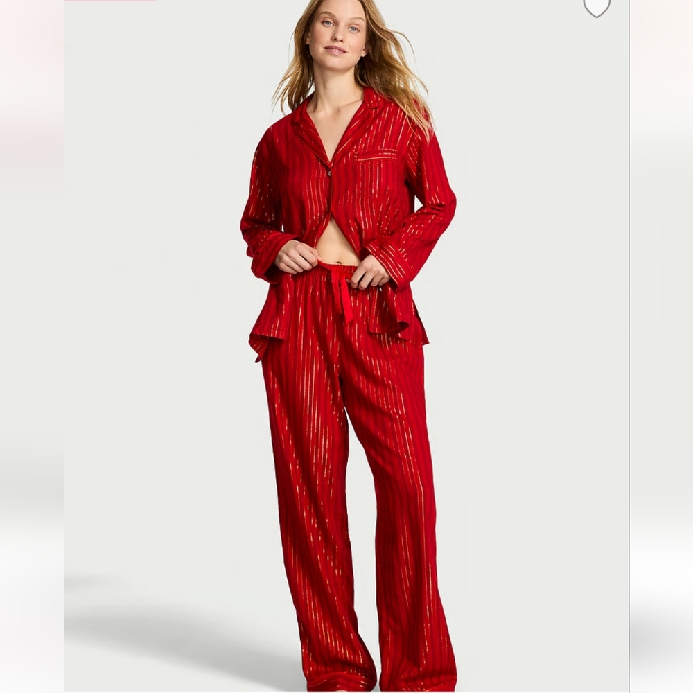 New Victoria's Secret Flannel Long Pajama Set S/P short